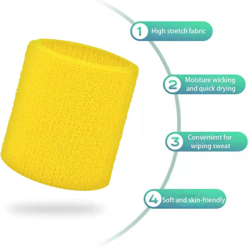 Fecawd Wristbands Sweatbands for Men & Women, Breathable Tennis Wrist Bands Absorbent Sweat Band Multiuse Wristband for Basketball, Running, Gym, Working Out - Image 2